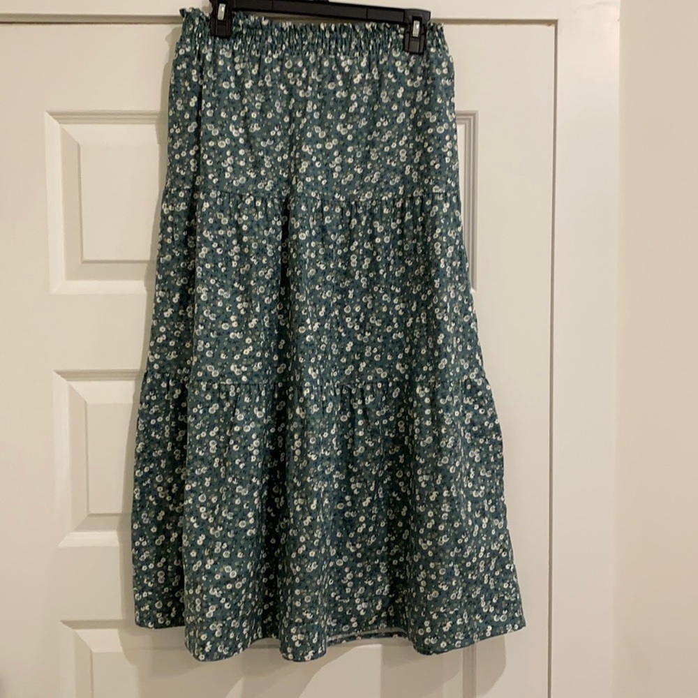 Green floral skirt